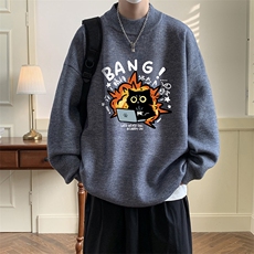 半高领毛衣男大码胖子针织衫毛线衣M18405-P45加绒款-P65，男装针织衫/毛衣，电商A040