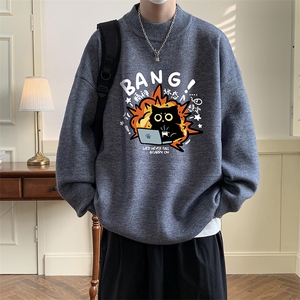 半高领毛衣男大码胖子针织衫毛线衣 M18405-P45 加绒款-P65图片