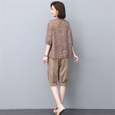 夏季纯苎麻上衣裤子两件套2022年夏季女款中年妈妈时尚套装，女装套装/套裙，忆绮罗