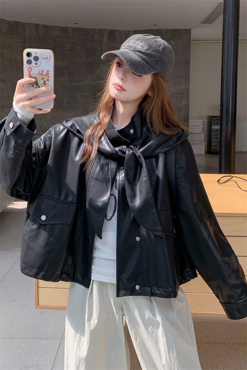 2025秋季新款皮衣短款帽子可卸RF2C290-6869#-P185-K275,女装皮衣,2C290