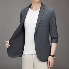 2025新款春夏男士高品质无痕压胶西服中青年轻薄休闲时尚西装外套，男装西服，钱塘723