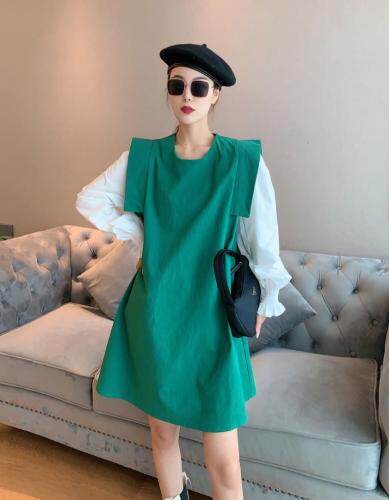 2021秋季高品质假两件设计连衣裙，女装连衣裙，程稀