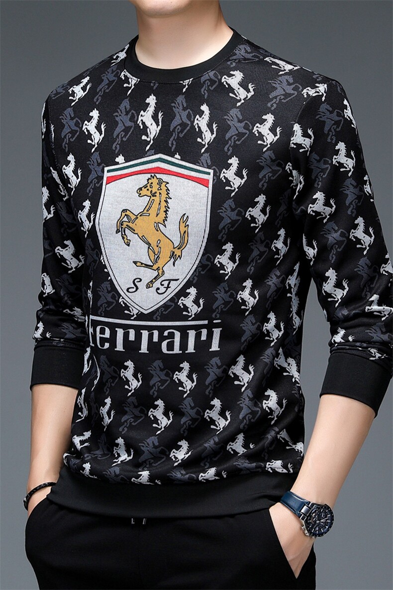 秋季休闲时尚长袖Polo衫男2023新款中年男印花圆领T恤ZLF-503-P75,男装T恤,电商B212（原钱塘6029）