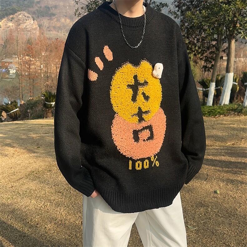 新年大吉大利针织衫男韩版潮流帅气2024春冬新款ins毛衣MZ422-P55,男装针织衫/毛衣,星座412-3
