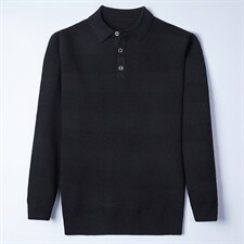 秋季2023新款男士长袖翻领纯色毛衣休闲打底衫中年宽松上衣针织衫，男装针织衫/毛衣，电商B212（原钱塘6029）