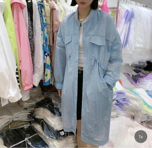 DG882新款时尚百搭圆领纯色长款抽绳防晒衣,女装,L·H·X