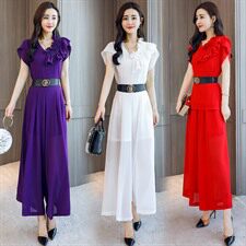 2022年夏季舒适纯色简约优雅气质修身显瘦套装/套裙时尚潮流维纶，女装套装/套裙，时尚俏佳人