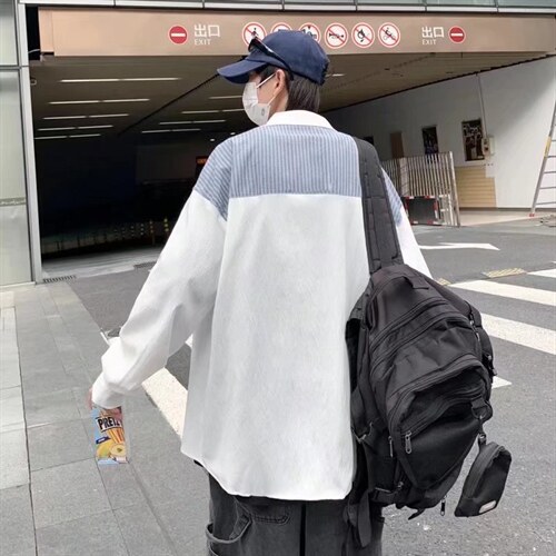 长袖衬衫春款男港风潮流拼接衬衫K8906P34，男装衬衫，星座1116-2