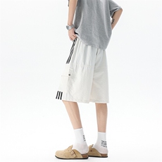 8XL-M三条杠工装短裤大码休闲运动中裤条纹冰丝五分裤DK1303/P48，男装休闲裤，电商B238