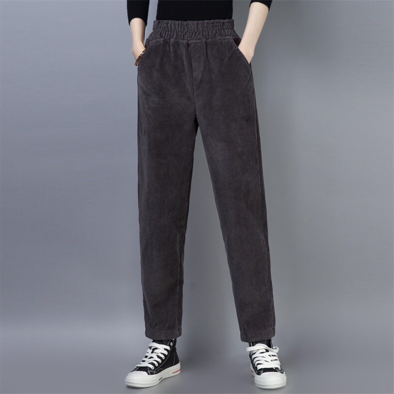 现货休闲裤女2021春秋季韩版灯芯绒九分裤宽松哈伦裤潮，女装裤子，小林双子