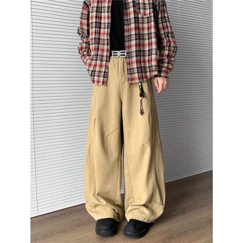 港风秋冬款男女牛仔裤褶皱阔腿宽松直筒长裤NK506P58,男装牛仔裤,星座1013-1