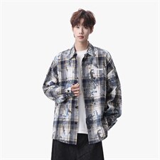 衬衫男春季新款港风宽松大码扎染长袖衬衣CS3098-特P30，男装衬衫，星座214-3