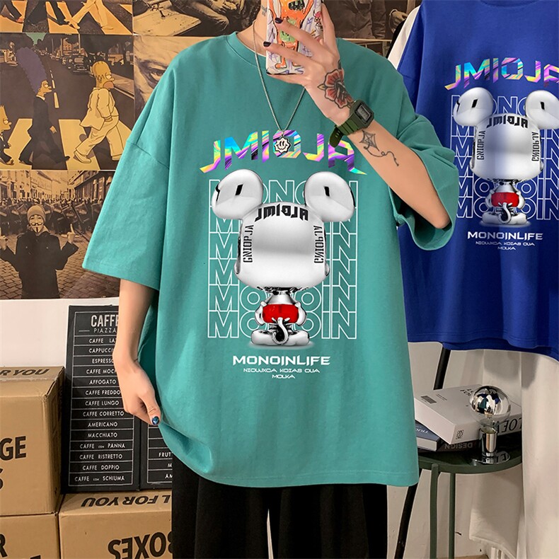 DX17214-P20纯棉短袖t恤男大码半袖打底衫宽松体恤衫海报风,男装T恤,电商A040