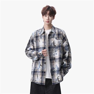 衬衫男春季新款港风宽松大码扎染长袖衬衣CS3098-特P30图片