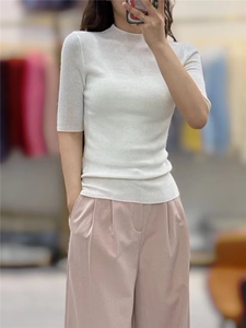 半高领精纺短袖女图片