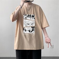 YT26176-P30亚短袖t恤男大码五分袖男宽松七分袖港风模特，男装T恤，电商A040