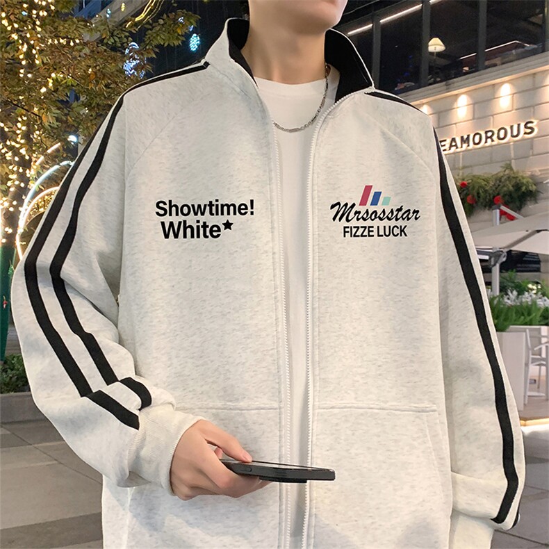 H212美式重磅卫衣男士2025春季新款立领拉链开衫运动外套休闲上衣，女装短外套，星座304A-1