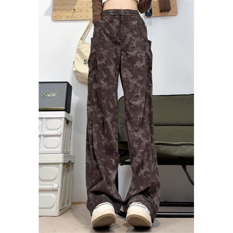 扎染灯芯绒休闲裤美式复古直筒宽松垂感阔腿裤潮504-K213-P35,男装休闲裤,星座504