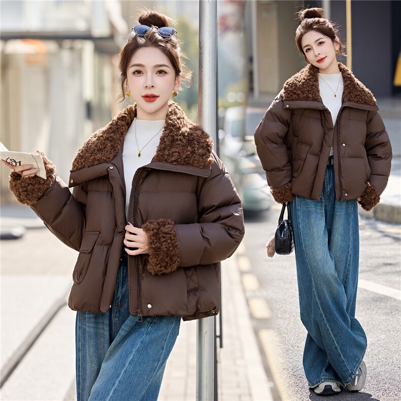 羽绒服女款2025年新款时尚洋气短款白鸭绒气质大翻领冬季保暖外套,女装羽绒服,意芙