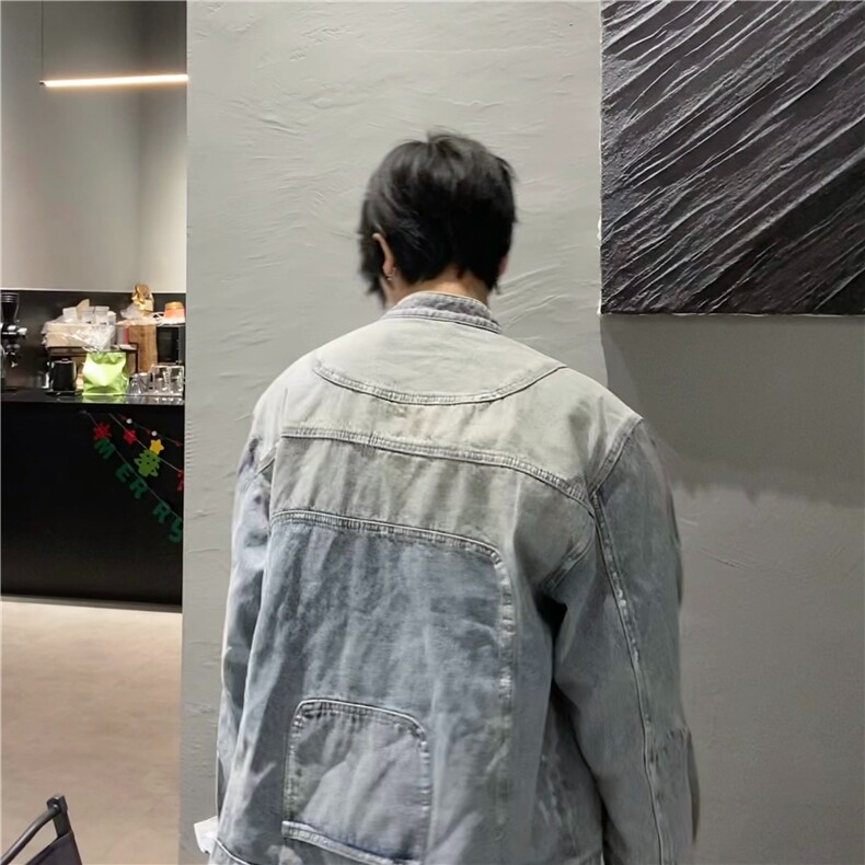春秋牛仔外套男圆领休闲潮牌水洗痞帅日系复古青少年夹克,男装工装外套,星座1210-1