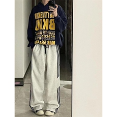 【有货】cleanfit灰色三条杠卫裤男春秋美式vibe裤子K77HH-特P45，男装休闲裤，星座1007（原301D）