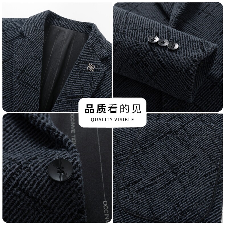 主推长期货中年雪尼尔毛呢休闲西服外套男春秋中青年羊毛呢小西装,男装西服套装,钱塘723