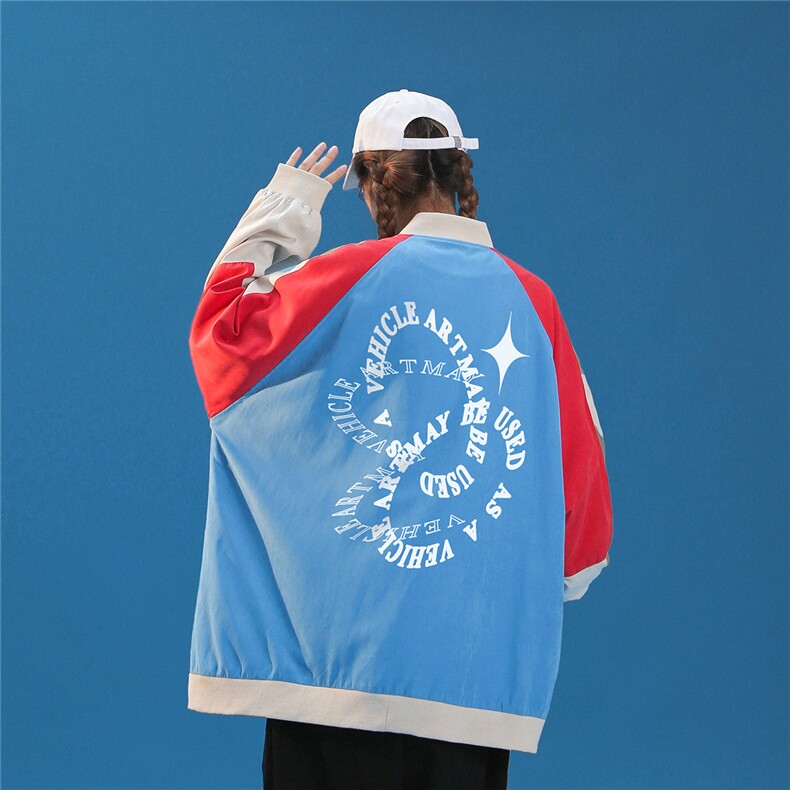 中性风2023秋季新款港风ins潮流字母印花棒球服夹克G412p65控88,男装夹克,A247A