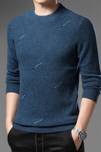 纯羊毛衫男秋冬圆领休闲毛衣中年加厚针织衫ALXB2156-P175,男装针织衫/毛衣,电商B212（原钱塘6029）