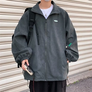 工装夹克2025新款美式复古上衣小众休闲显白百搭外套男女,黑灰牛仔裤搭配男图片