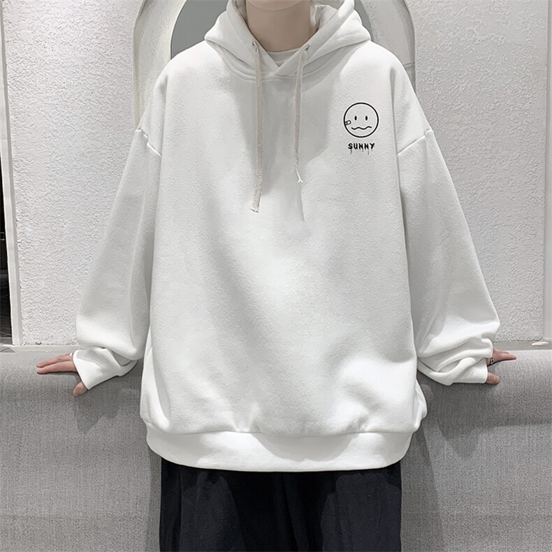 WY2072-P35 纯棉连帽卫衣男大码运动帽衫宽松薄外套男图片