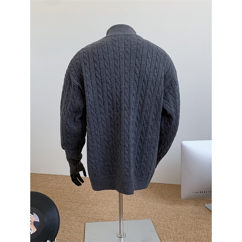 秋冬新款港风日系麻花提花半拉链立领毛衣男XZ608-M453-特P50,男装针织衫/毛衣,星座608(原A046)
