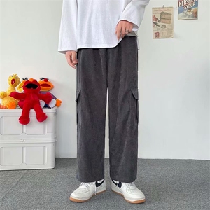 灯芯绒日系工装裤男夏复古休闲ins阔腿裤直筒宽松长裤 K1211-P35图片