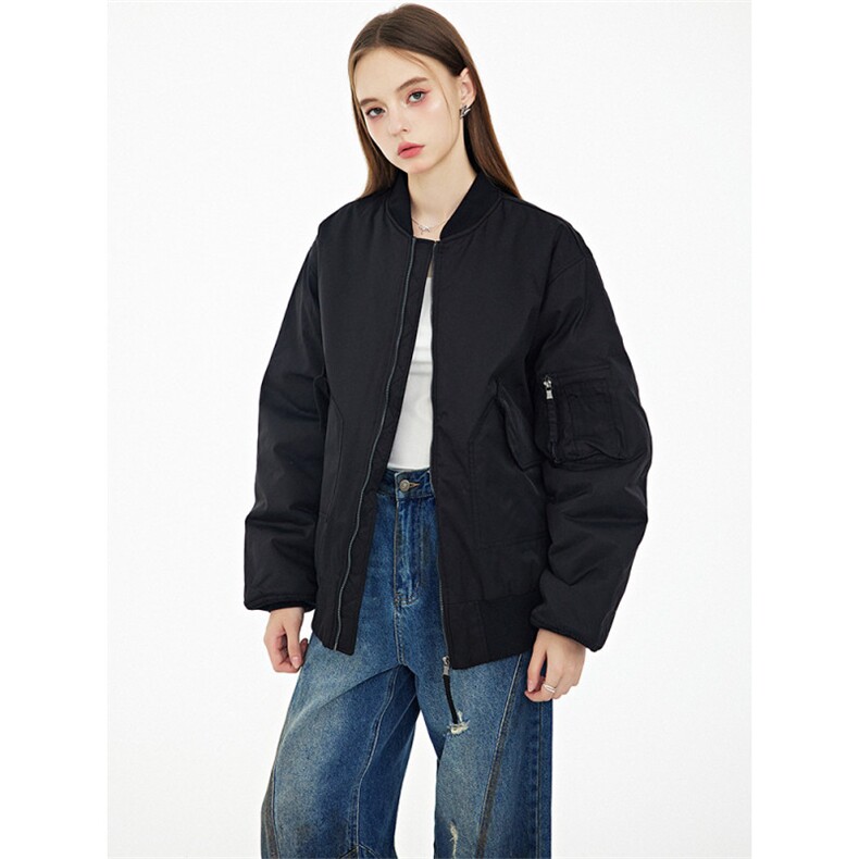 现货秋冬季潮牌机车夹克棉衣棒球服欧美街头飞行员外套情侣装，男装夹克，电商A105