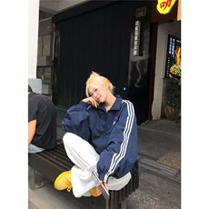 OXFREAK「套装系列六芒星」速干蓝色休闲运动夹克男宽松休闲裤，男装休闲套装，星座506A