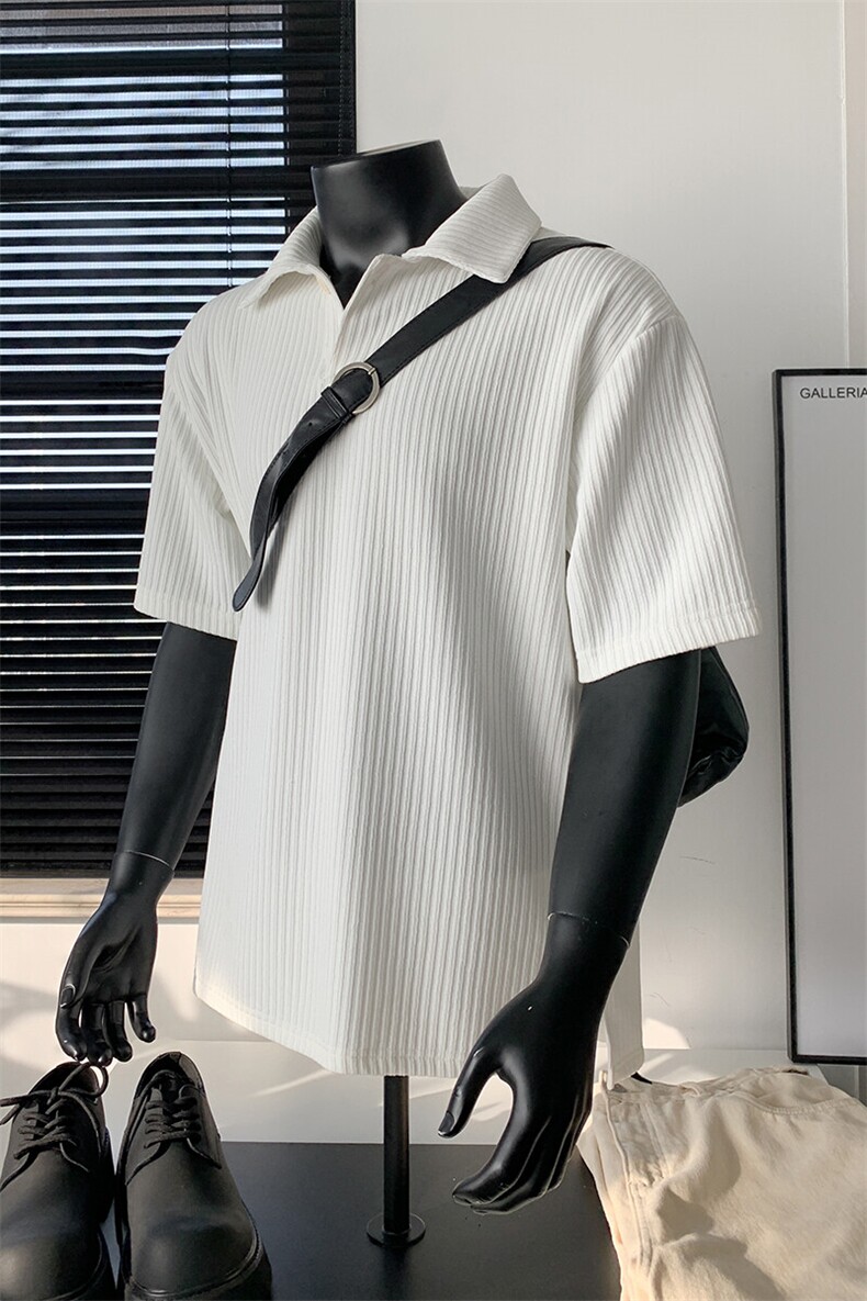 夏装2025新品300克重磅坑条翻领POLO衫男装夏季短袖T恤S403-特P38,男装T恤,电商A233-1