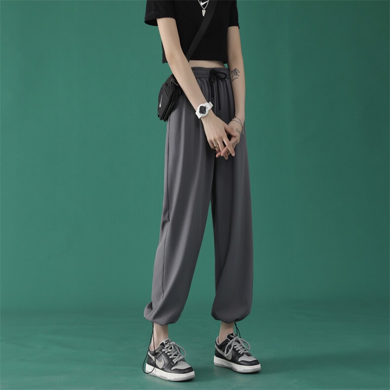 冰丝显高休闲裤女宽松冰氧吧垂感顺滑显瘦高弹女裤  2023-特批20图片