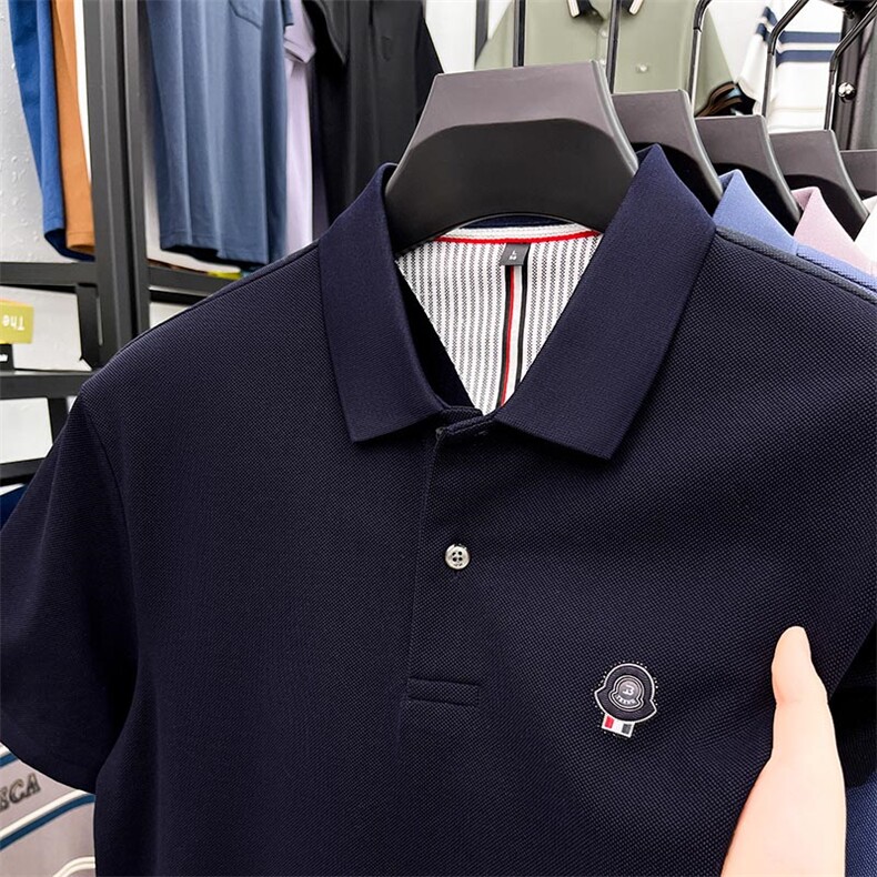 丝光棉纯棉短袖T恤男士休闲宽松Polo衫纯色百搭休闲绣花半袖上衣，男装Polo衫，电商B212（原钱塘6029）