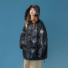 白鸭绒中性冬季潮流亮面设计感保暖加厚连帽羽绒服YR100P255控298，男装羽绒服，A247A