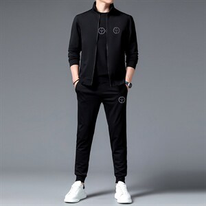 中老年套装男春秋季2023年新款中年爸爸休闲运动服男士夹克两件套,男装休闲套装,电商B212（原钱塘6029）