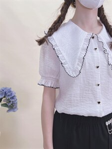 现货夏季新款娃娃领衬衫图片