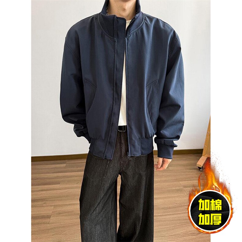 现货冬季美拉德立领飞行夹克廓形高街棒球服加棉加厚棉衣外套，男装夹克，电商A486-1