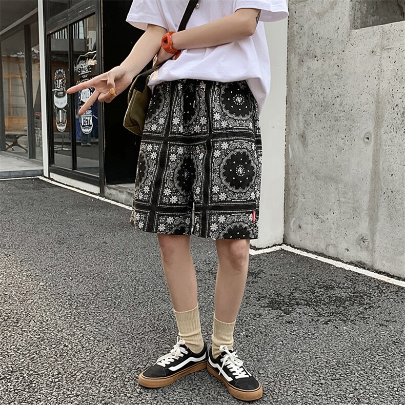 【】A003-HK7179-P35夏装新款复古拼接时尚短裤女模1,男装休闲裤,电商A003