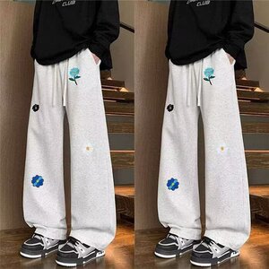 秋款男休闲卫裤刺绣涂鸦宽松直筒休闲长裤大码M-5XL ht003 P35图片