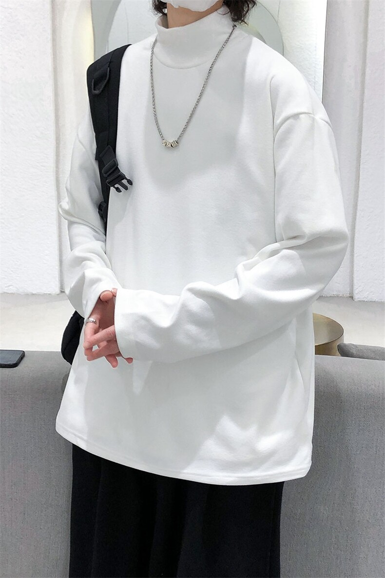 现货半高领德绒长袖T恤高领秋冬打底衫男宽松大码休闲T30-P35控59,男装T恤,电商A351