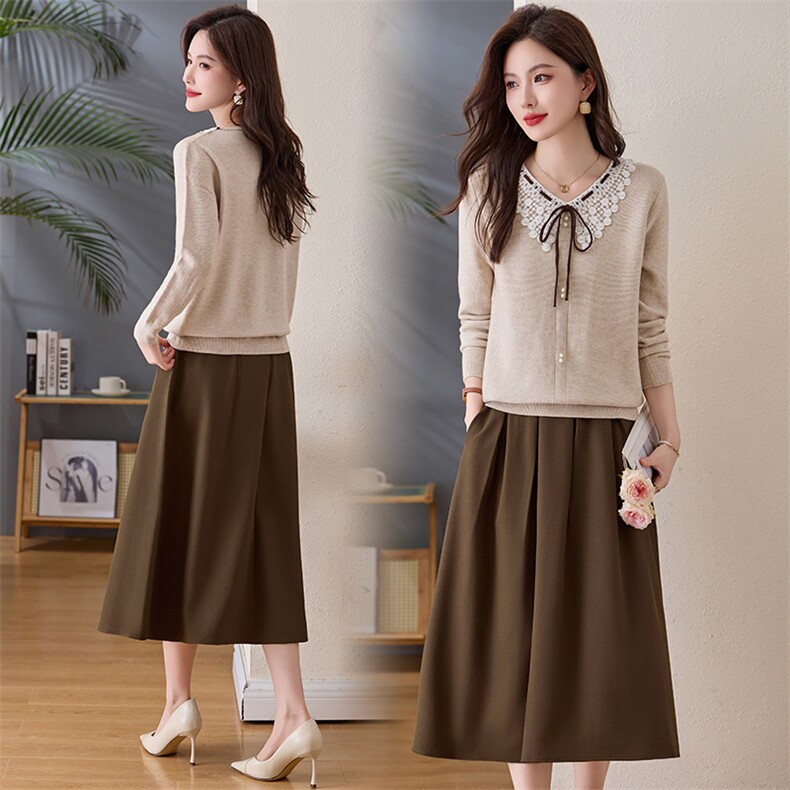 欣贝拉春装新款轻熟风2026年春季女两件套针织裙子【现货】，女装套装/套裙，欣贝拉