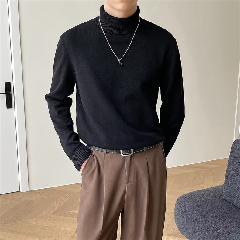 高领毛衣男生秋冬季简约纯色针织衫男士修身保暖翻领毛衣G20,男装针织衫/毛衣,星座1116A-2（原606A-1）