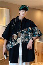 1绣花拼接成分：聚酯纤维M-5XL大码短袖衬衫男DCS7743P42控68，男装T恤，星座226-2