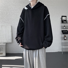 WY10155-特P48控88新款连帽贝壳绣花麦穗提花大码男宽松情侣卫衣，男装卫衣，电商A059