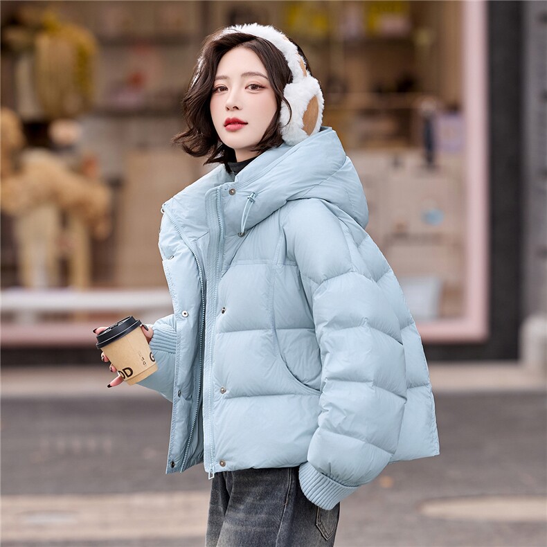 小个子90绒羽绒服短外套女2025冬季韩系休闲宽松显瘦白鸭绒面包服,女装羽绒服,辉之琳