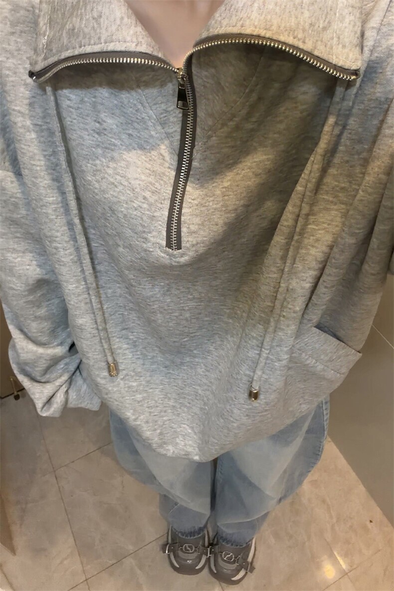 雪尼尔立领卫衣美式复古潮流打底设计重磅翻领外套卫衣常规P49,男装T恤,电商B319